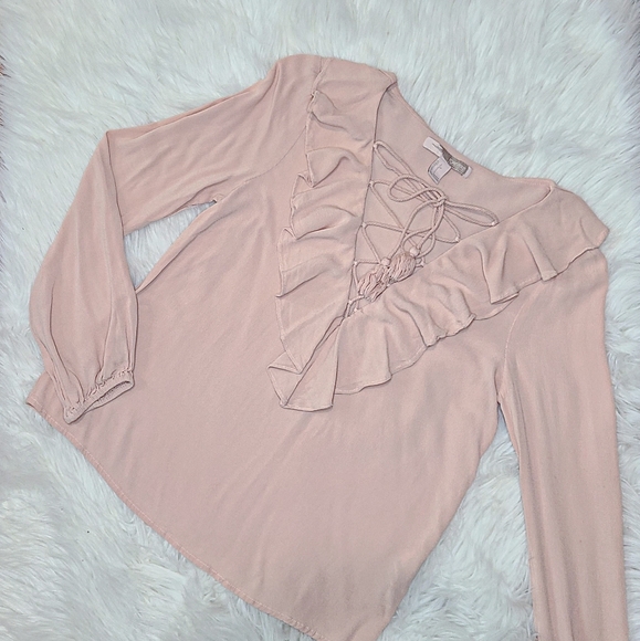 Forever 21 Dusty Rose Lace Up Long Sleeve - Picture 1 of 2